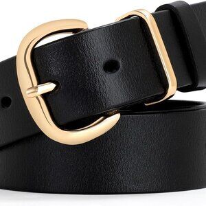 Women Leather Belt for Jeans Dresses Waist Belt Metal Buckle Casual Formal